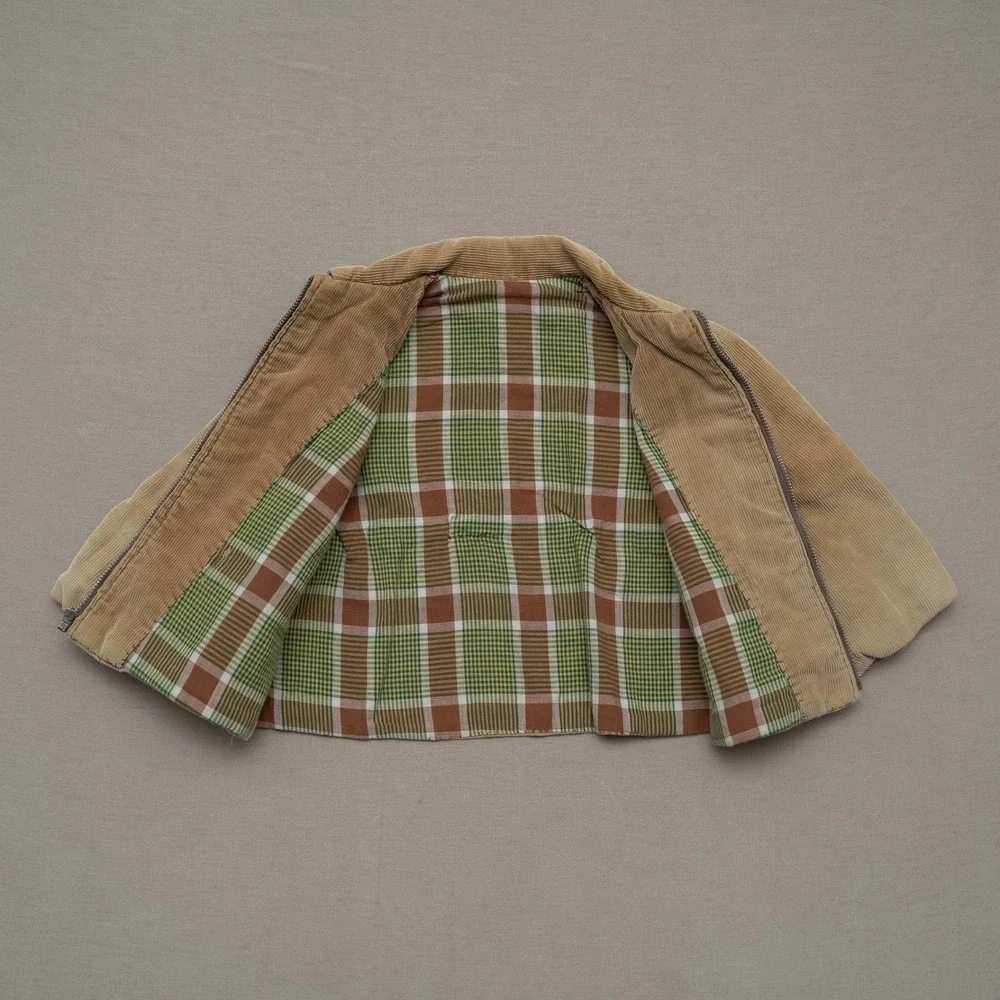 Vintage 50s 60s Corduroy Flannel Lined Zip Up Ricky Jacket Talon Zip Youth 2/3T